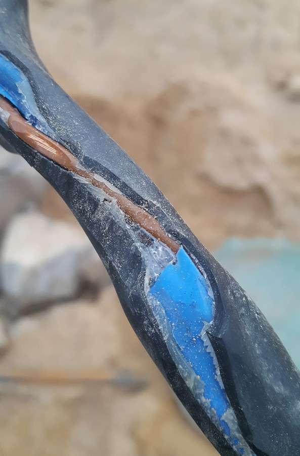 Неправильный образец сращивания кабеля термомуфты